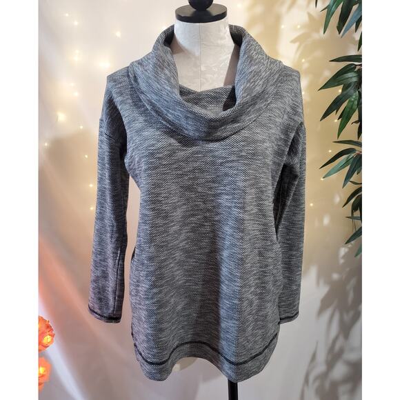 T by Talbots Chevron Spacedye Cowl Neck Knit Sweatshirt Top Womens Size M Active - Picture 1 of 10